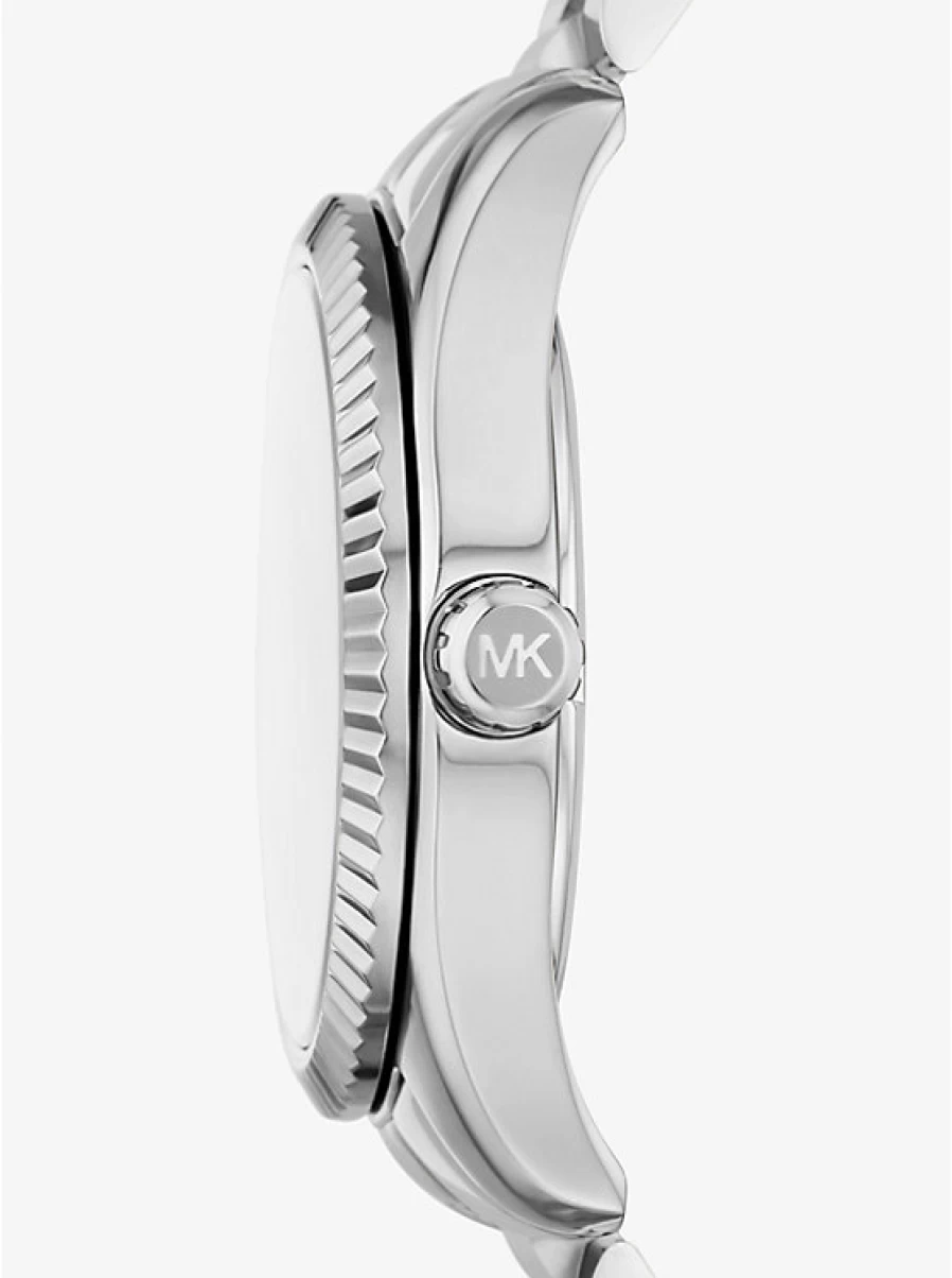 Michael Kors Women's Lexington Silver-Tone Watch with Pavé Dial