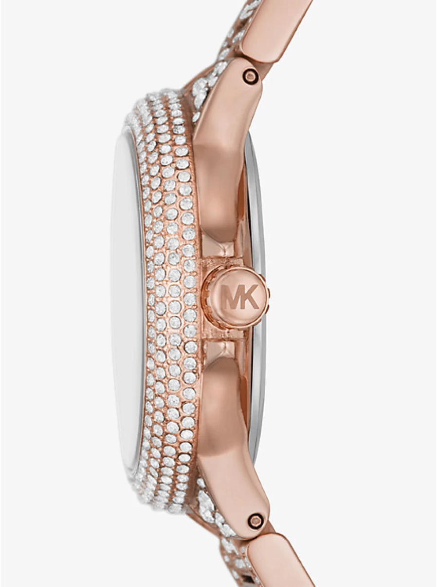 Michael Kors Women's Camille Miniature Rose Gold-Tone Watch with Paving Stone Accents