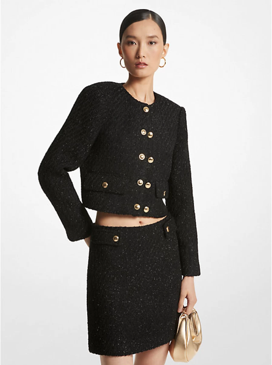 Michael Kors Women's Metallic Tweed Jacket - Stylish Blazer for Women