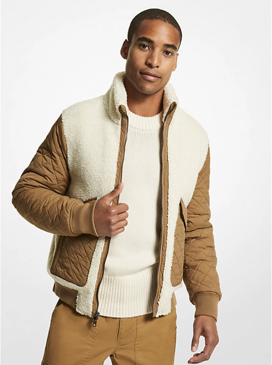 Michael Kors Men's Quilted Nylon Jacket with Sherpa Lining