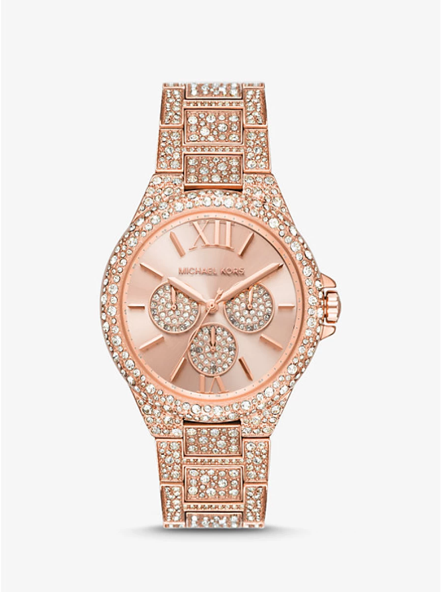 Michael Kors Women's Oversized Camille Rose Gold-Tone Watch with Paving Stone Accents