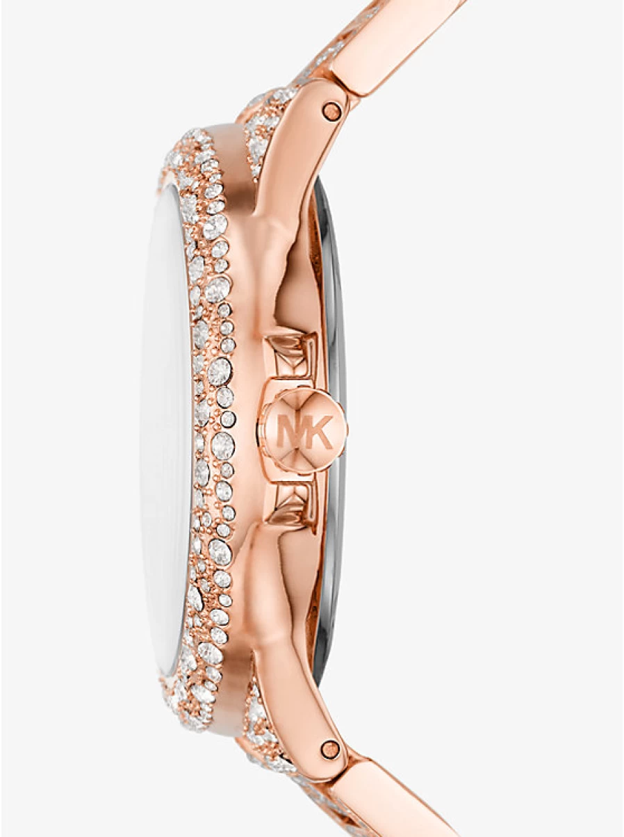 Michael Kors Women's Oversized Camille Rose Gold-Tone Watch with Paving Stone Accents