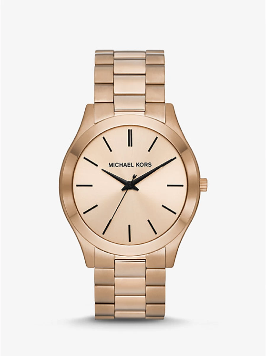 Michael Kors Men's Oversized Slim Runway Watch - Beige Gold Tone Stainless Steel Chronograph
