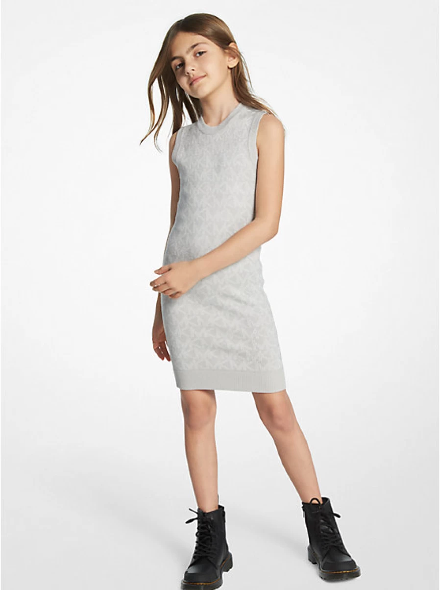 Michael Kors Girls' Metallic Knit Tank Dress with Logo Detail