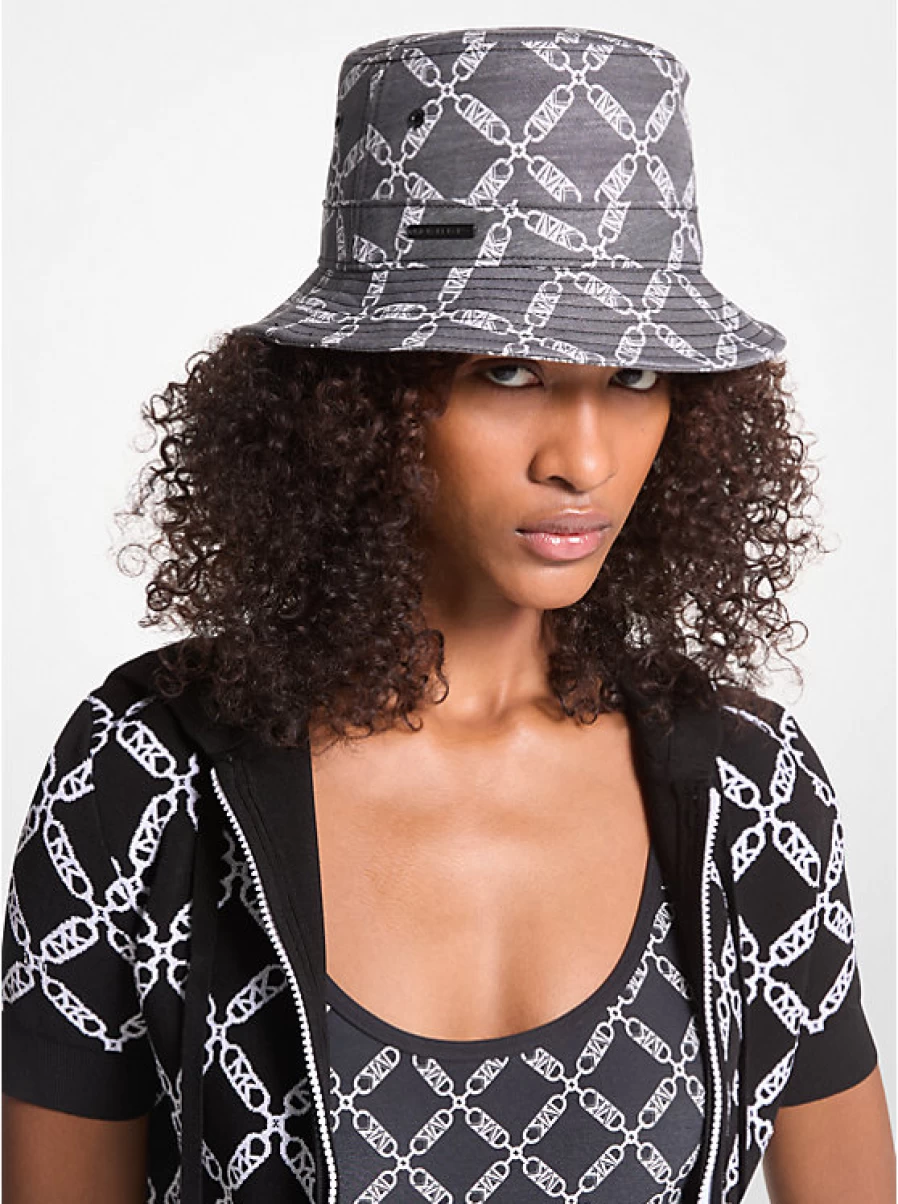 Michael Kors Women's Jacquard Cloche Hat with Empire Logo, Elegant Knit Design for Stylish Outfits