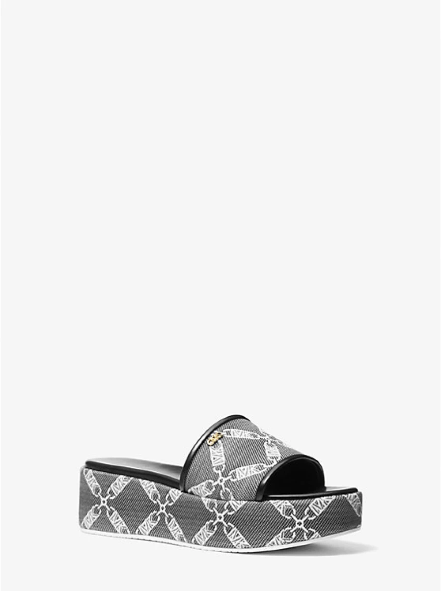 Michael Kors Women's Ember Platform Sandals with Jacquard Empire Logo Design