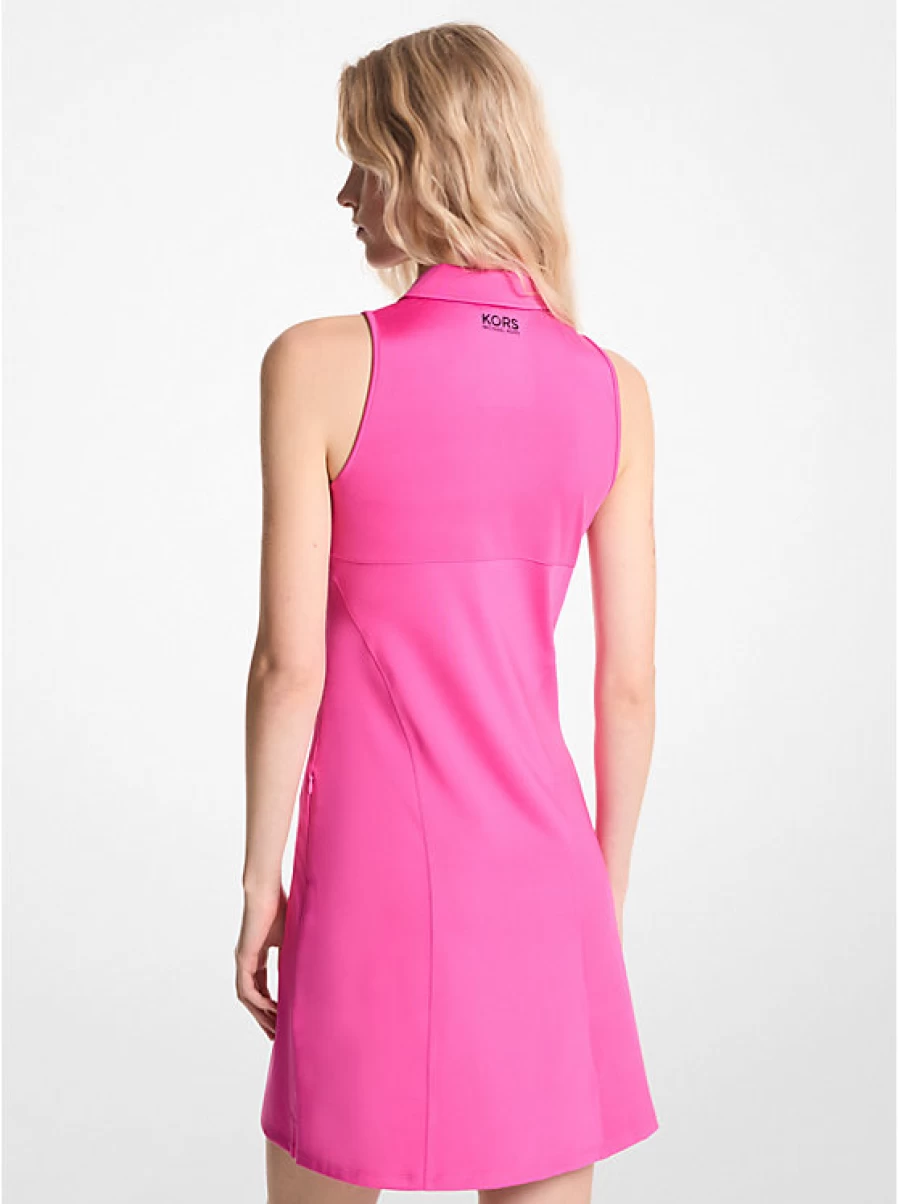 Michael Kors Women's Stretch Knit Golf Polo Dress with Zipper Detail - Comfortable & Stylish Athletic Wear