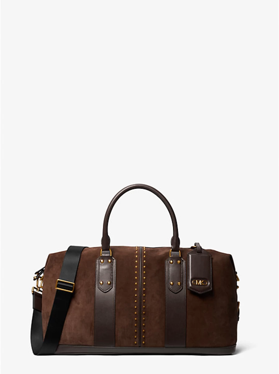 Michael Kors Astor Studded Suede Travel Bag for Men - Stylish Men's Leather Duffle