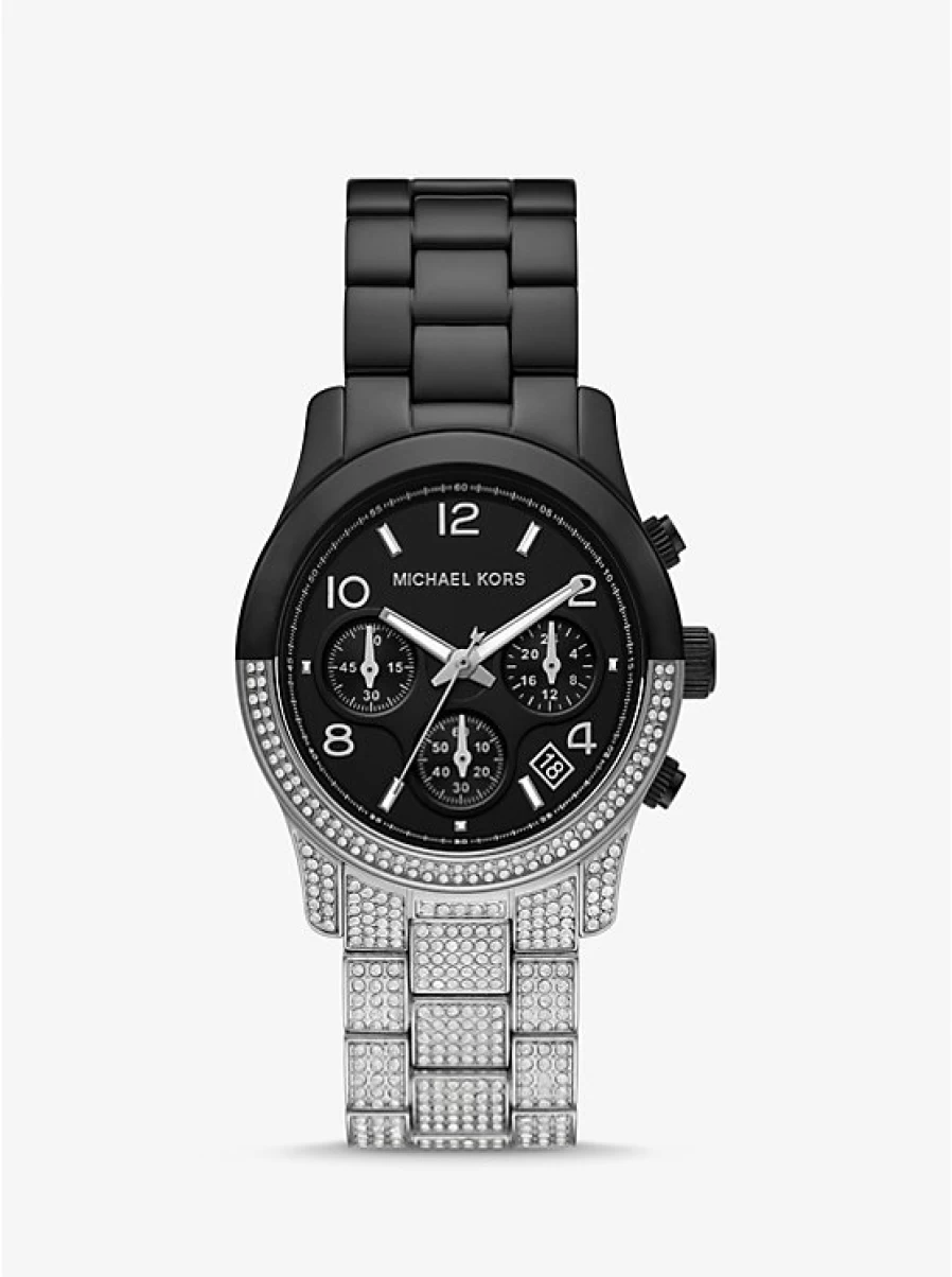 Michael Kors Women's Runway Two-Tone Stainless Steel Watch with Paving Stone Accents