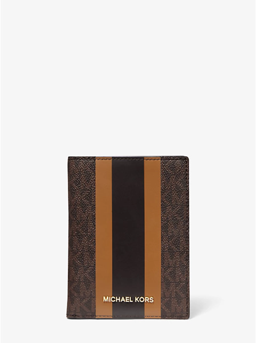 Michael Kors Women's Bedford Travel Medium Passport Wallet with Logo & Grooves