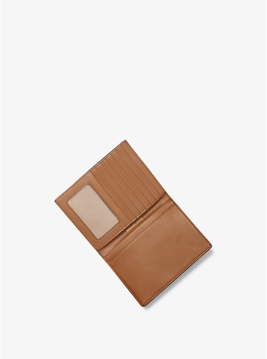 Michael Kors Women's Bedford Travel Medium Passport Wallet with Logo & Grooves