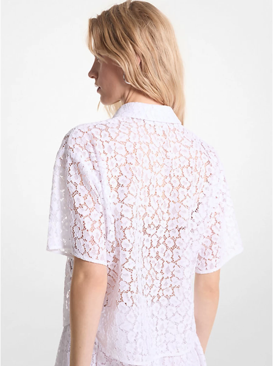 Michael Kors Women's Leopard Print Corded Lace Shirt