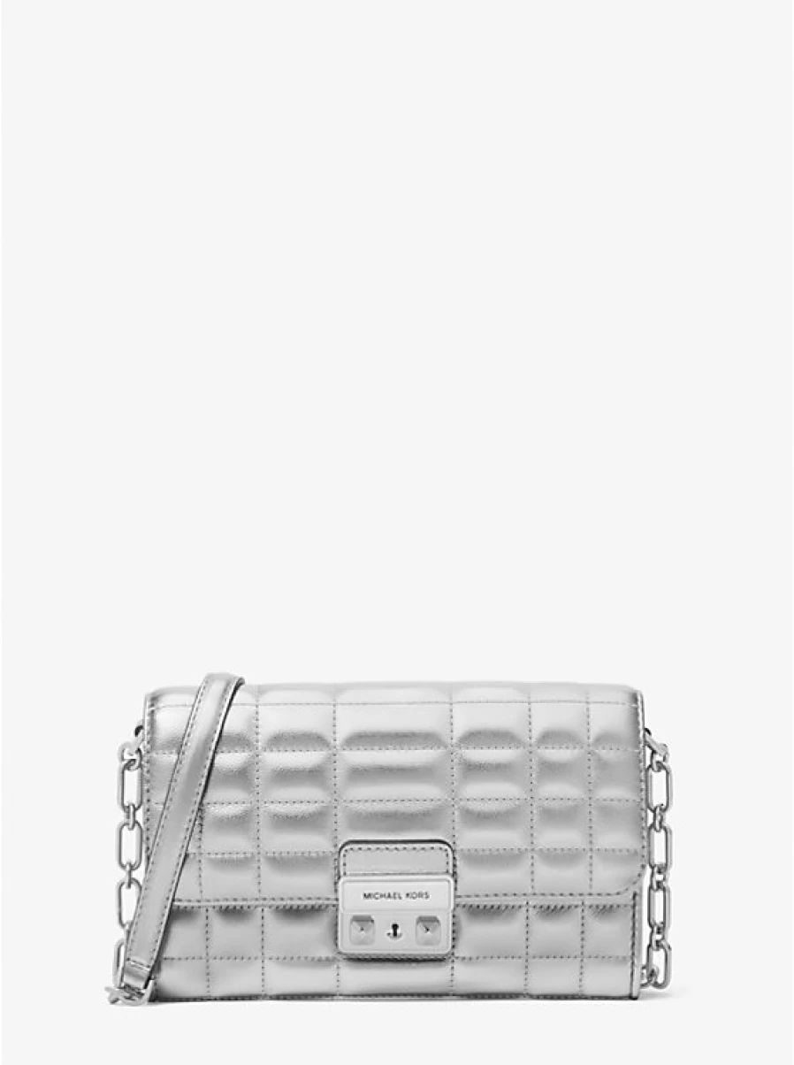 Michael Kors Women's Large Tribeca Convertible Backpack in Metallic Leather with Adjustable Shoulder Strap