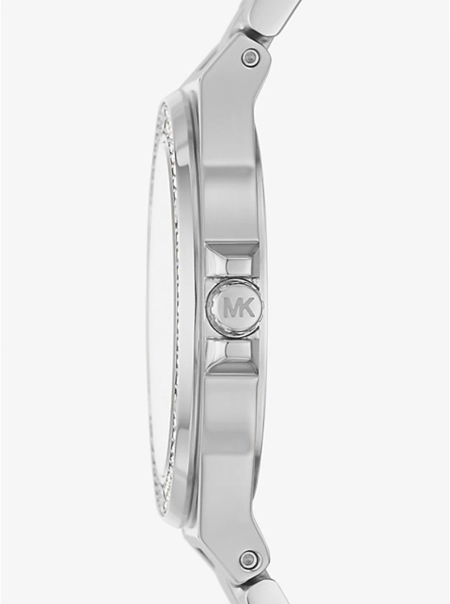 Michael Kors Women's Miniature Lennox Silver-Tone Watch with Paving Stone Accents