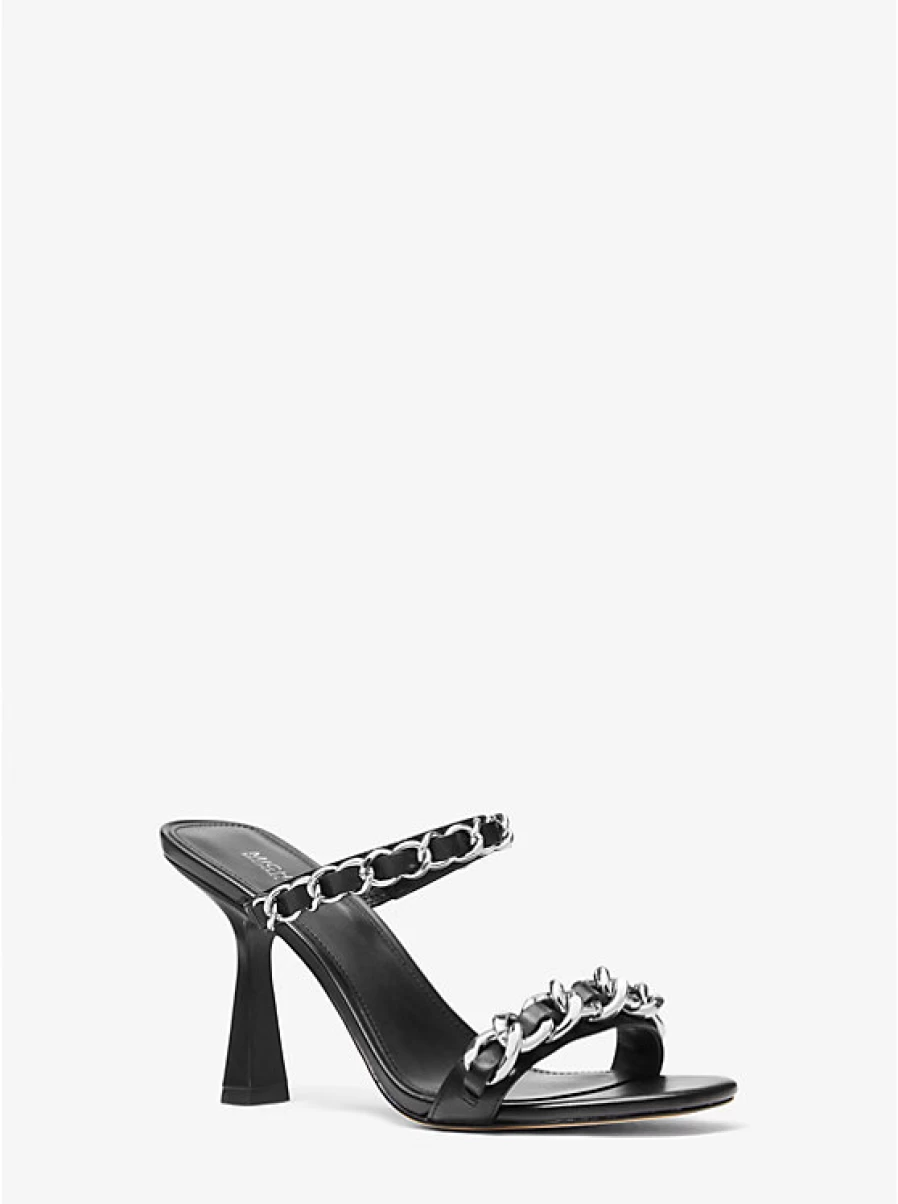 Michael Kors Women's Clara Leather Sandal with Ornamental Details