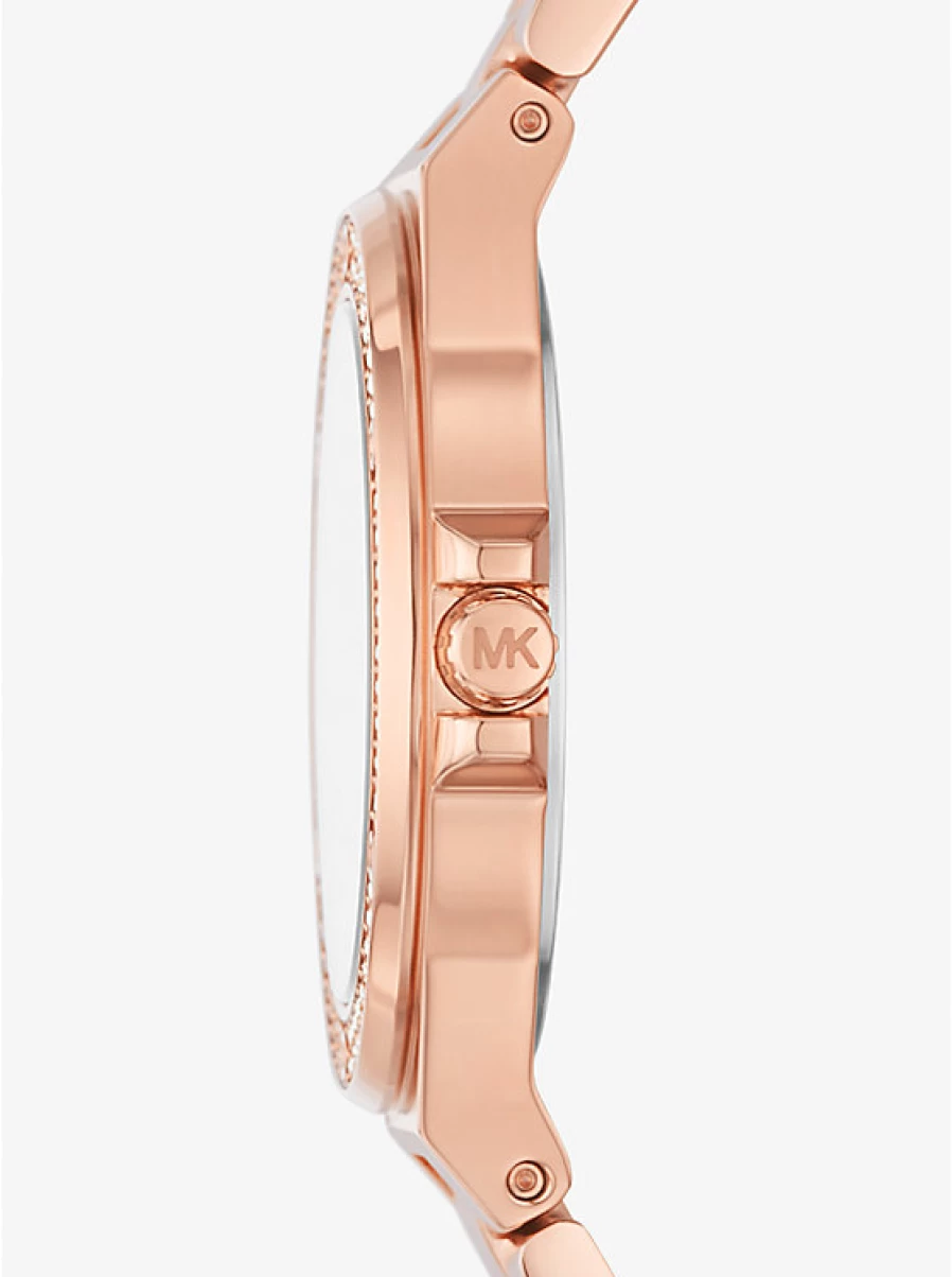 Michael Kors Women's Miniature Rose Gold Tone Watch with Paving Stone Accents