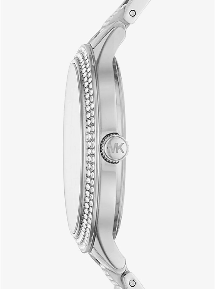 Michael Kors Women's Silver Watch with Pavé Stones - Elegant Luxury Timepiece
