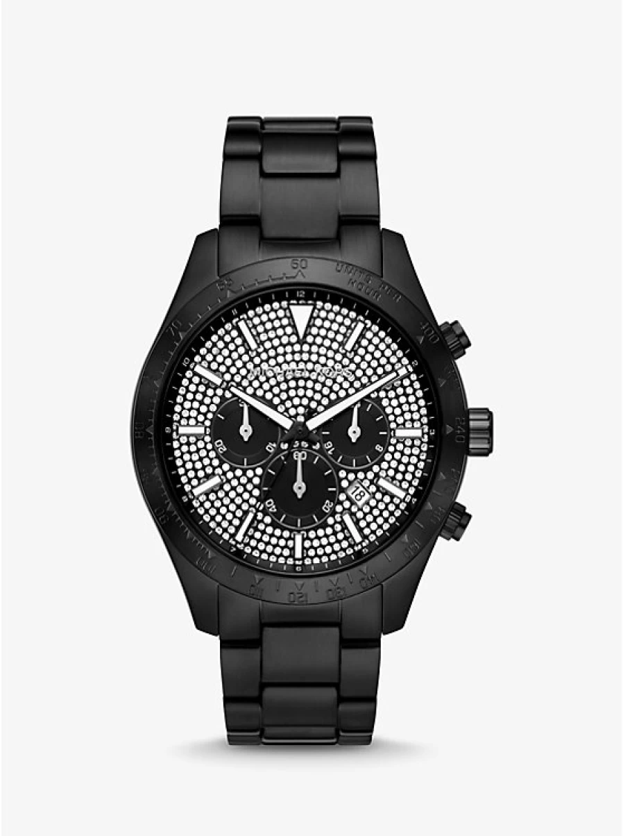 Michael Kors Men's Layton Oversized Black Pave Stone Watch