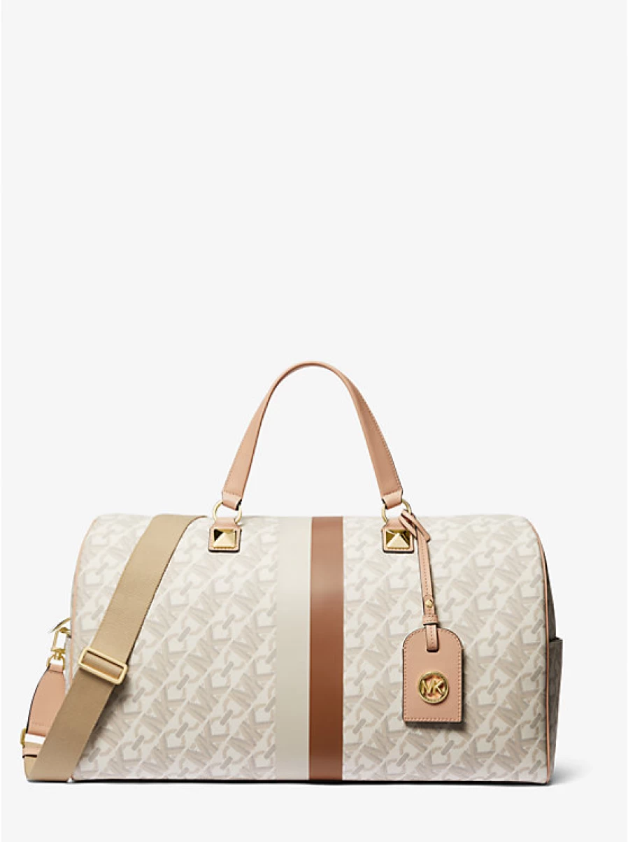 Michael Kors Grayson Extra Large Weekend Travel Bag with Empire Signature Logo and Stripe Design