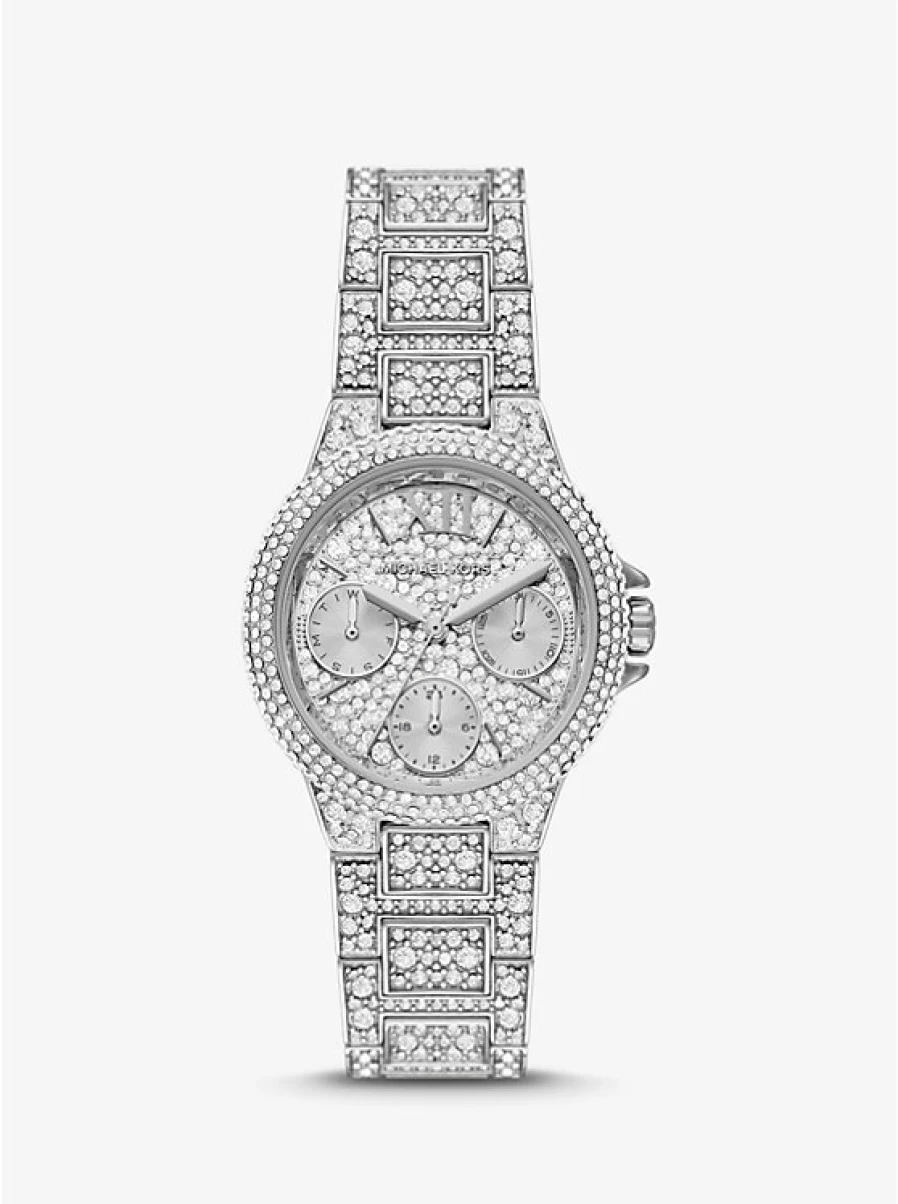 Michael Kors Women's Camille Miniature Silver Watch with Paving Stones