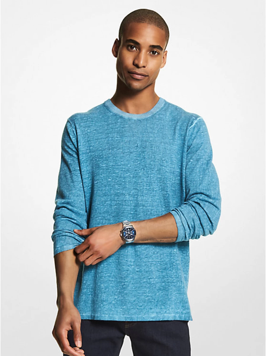 Michael Kors Men's Linen Cotton Blend Sweater - Breathable Comfort Knit Pullover