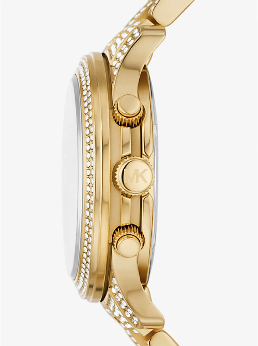 Michael Kors Women's Runway Gold-Tone Watch with Paving Stone Accents