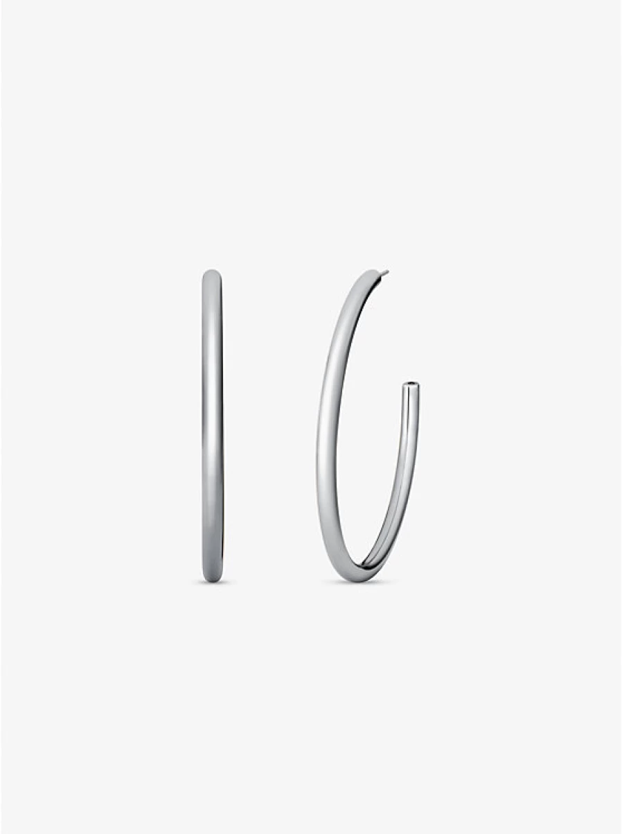 Michael Kors Women's Large Brass Hoop Earrings with Precious Metal Plating