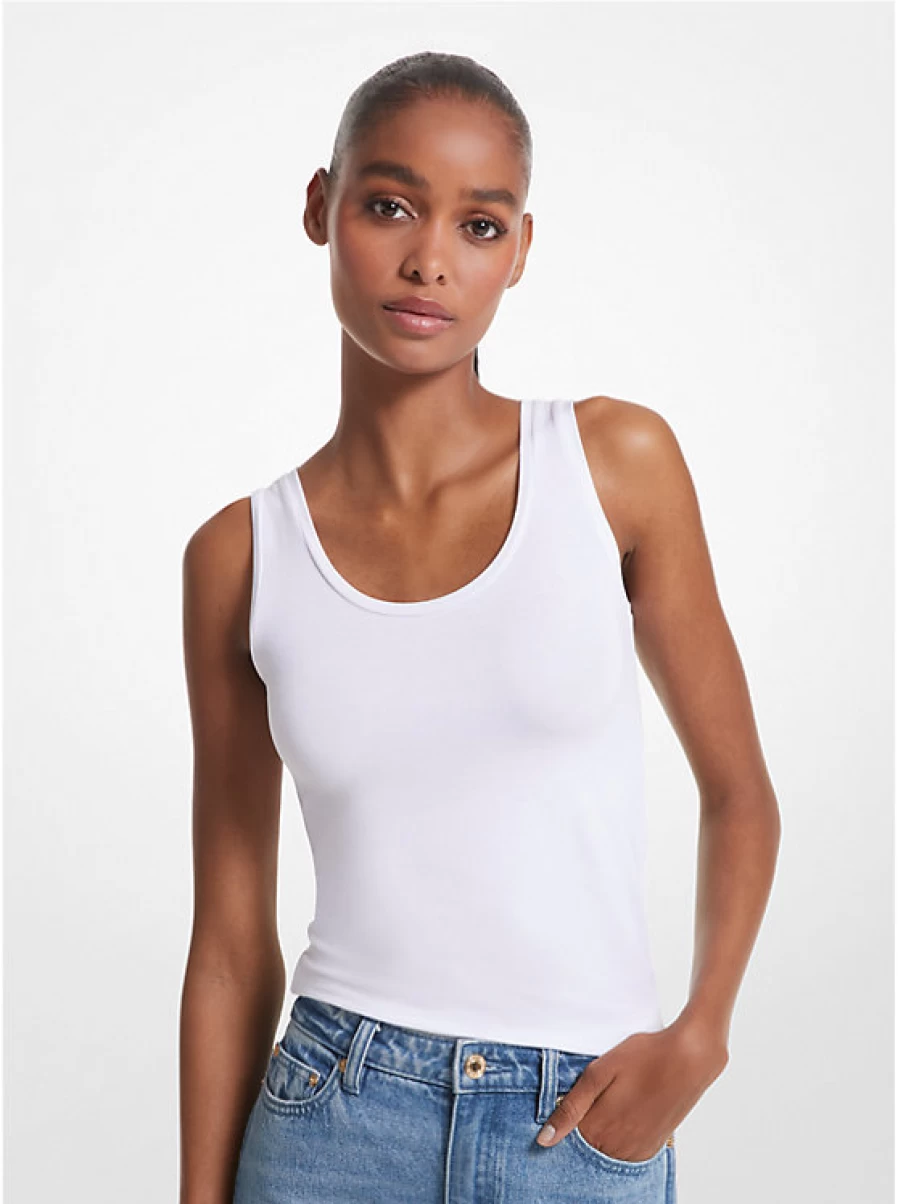 Michael Kors Women's Stretch Jersey Tank Top - Soft Comfort Fit Sleeveless Shirt