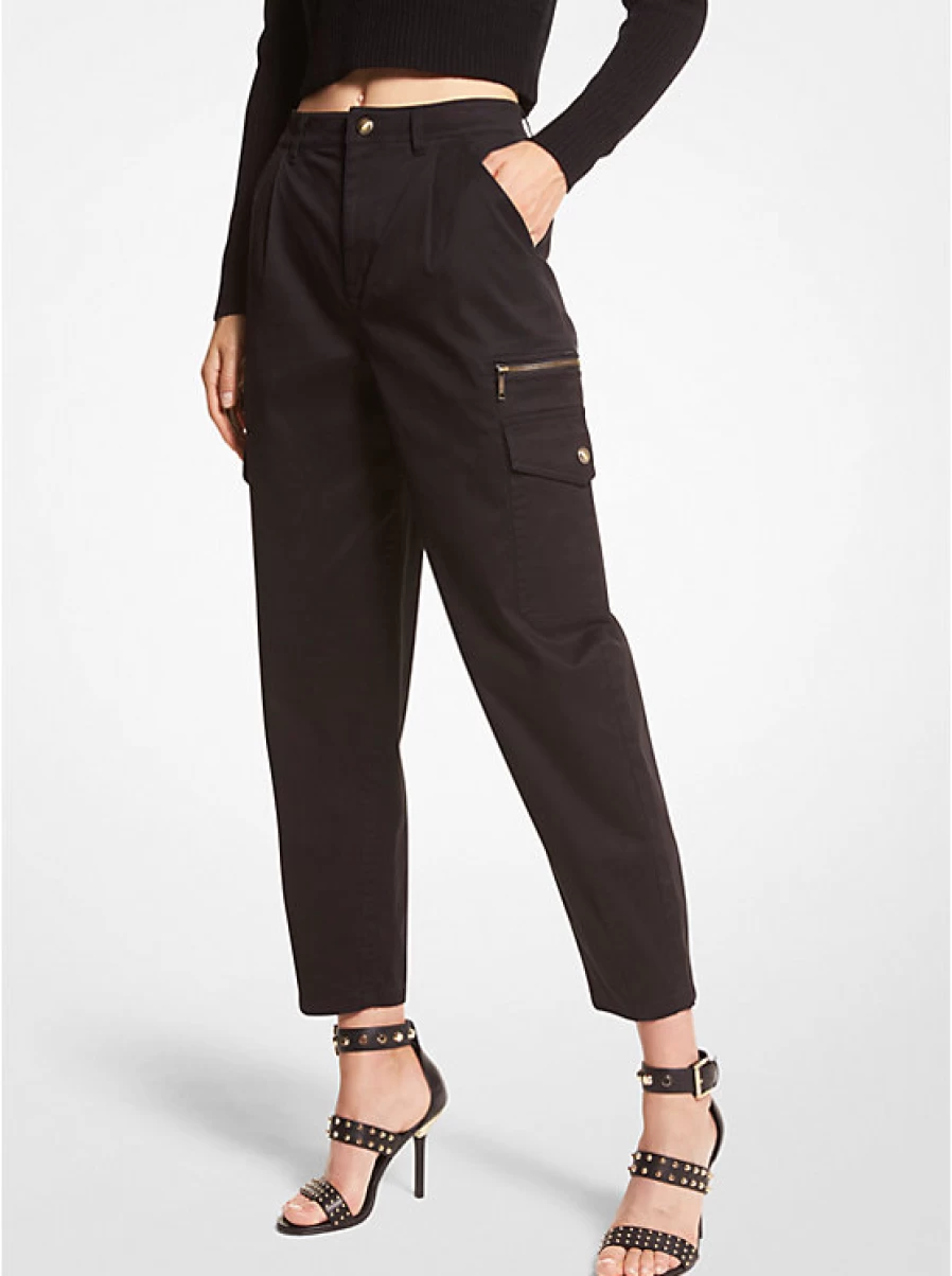 Michael Kors Women's Stretch Cotton Cargo Pants - Comfortable & Stylish High-Waisted Trousers