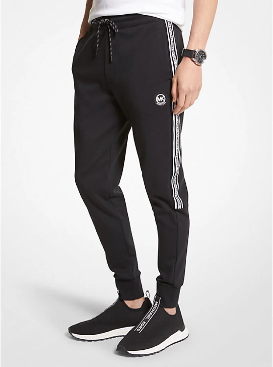 Michael Kors Men's High Waist Cotton Blend Jogging Pants with Logo Tape for Comfort & Style
