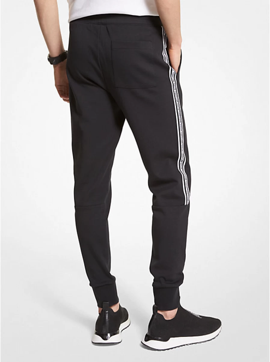 Michael Kors Men's High Waist Cotton Blend Jogging Pants with Logo Tape for Comfort & Style