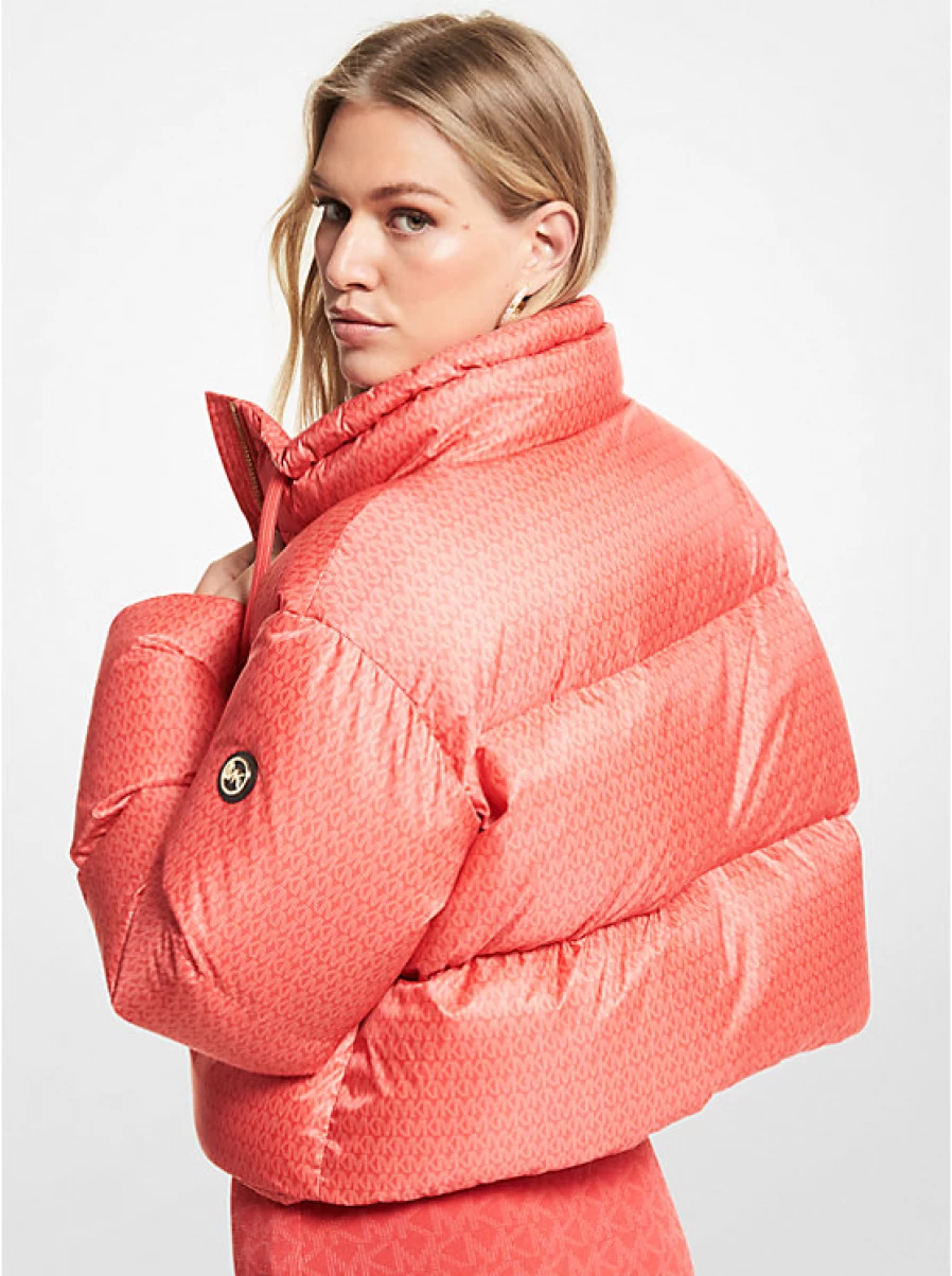 Michael Kors Women's Short Quilted Hooded Jacket with Logo