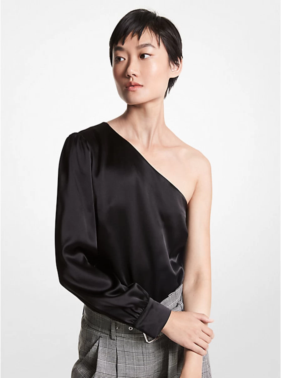 Michael Kors Women's Asymmetrical Satin Blouse - Elegant Designer Top for Women