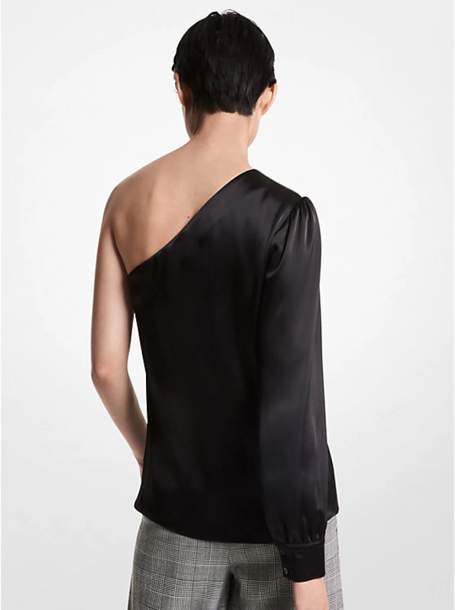 Michael Kors Women's Asymmetrical Satin Blouse - Elegant Designer Top for Women