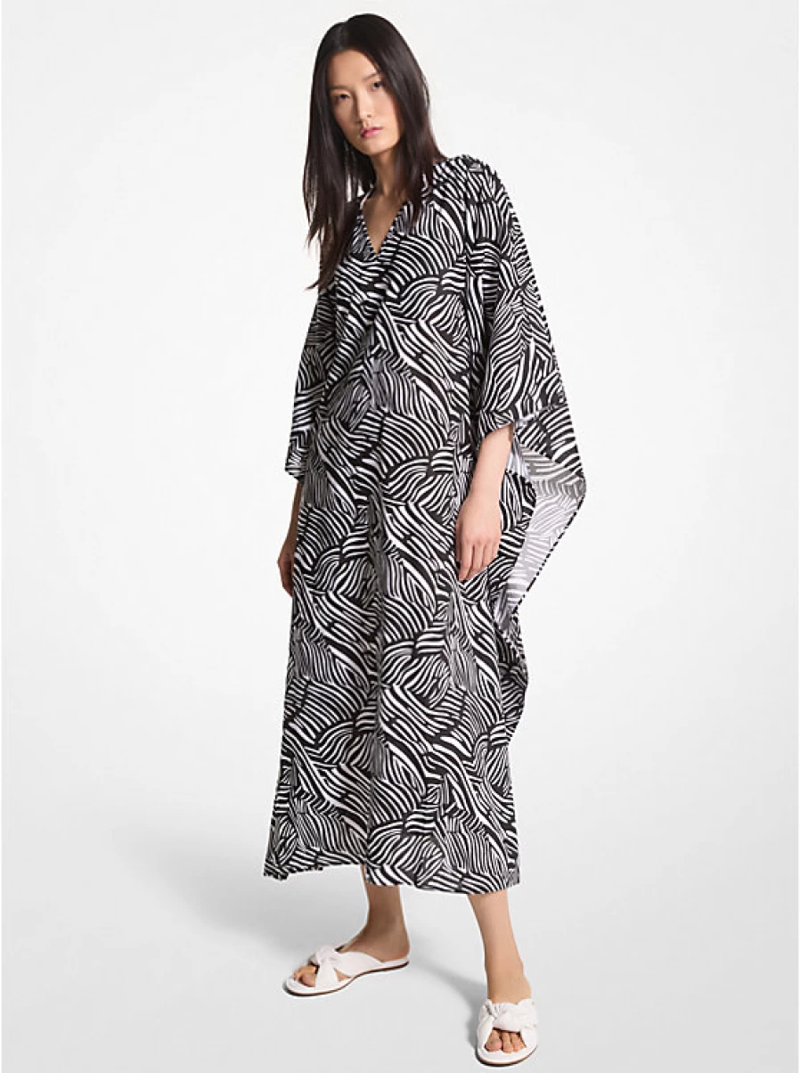 Michael Kors Women's Zebra Print Kaftan Dress in Organic Cotton Lawn