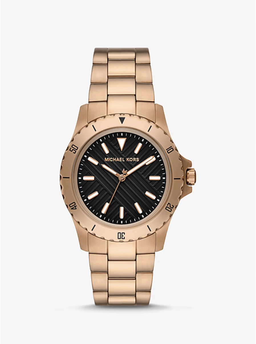 Michael Kors Men's Oversized Everest Gold-Tone Beige Watch