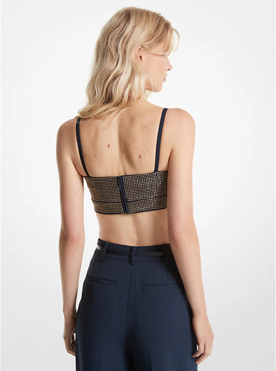 Michael Kors Women's Stretch Crepe Bustier Top with Decorative Details