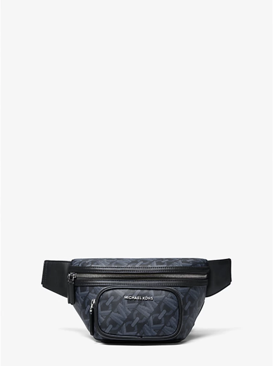 Michael Kors Men's Hudson Ramp To Empire Leather Messenger Bag with Signature Logo