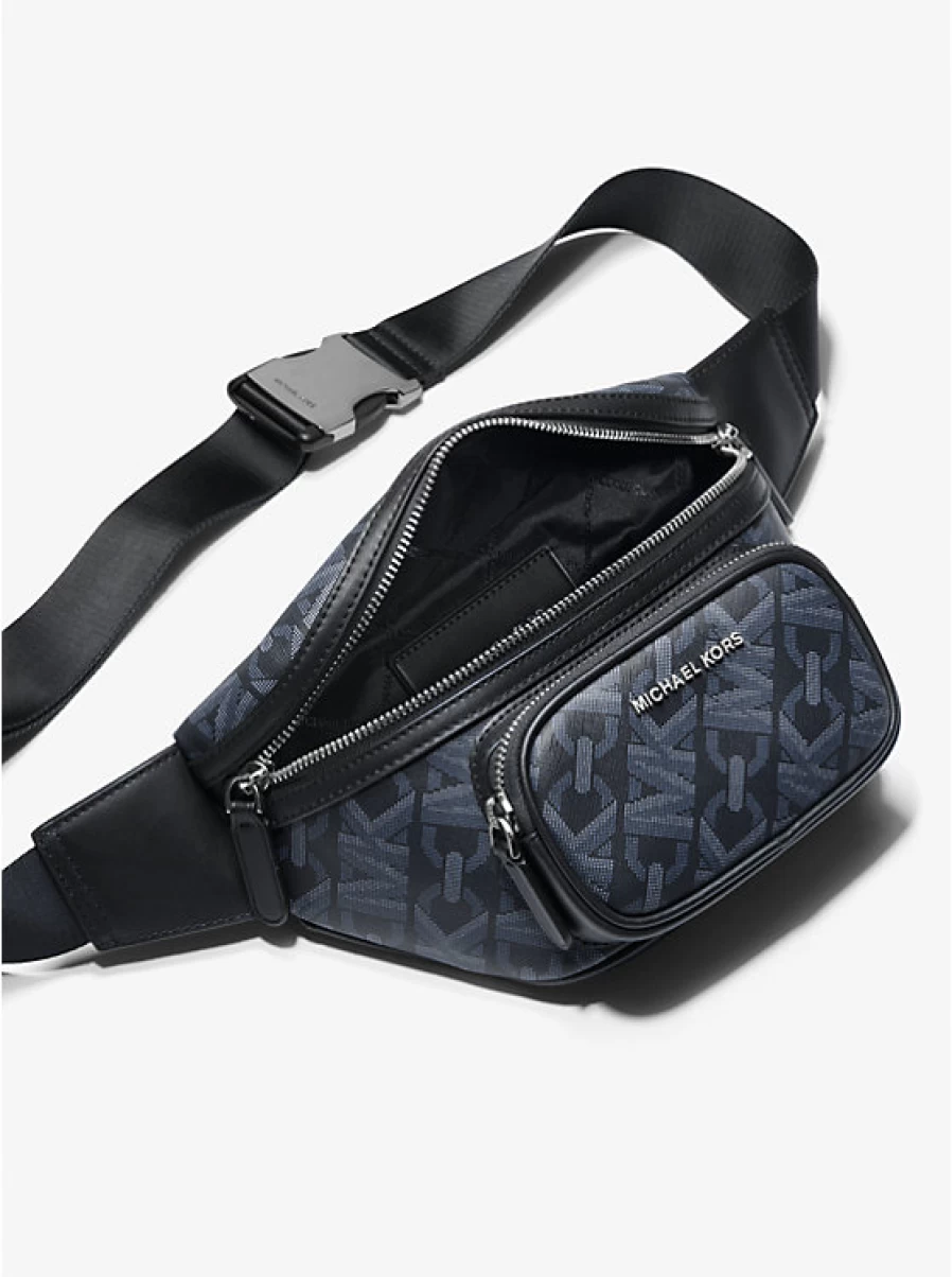 Michael Kors Men's Hudson Ramp To Empire Leather Messenger Bag with Signature Logo