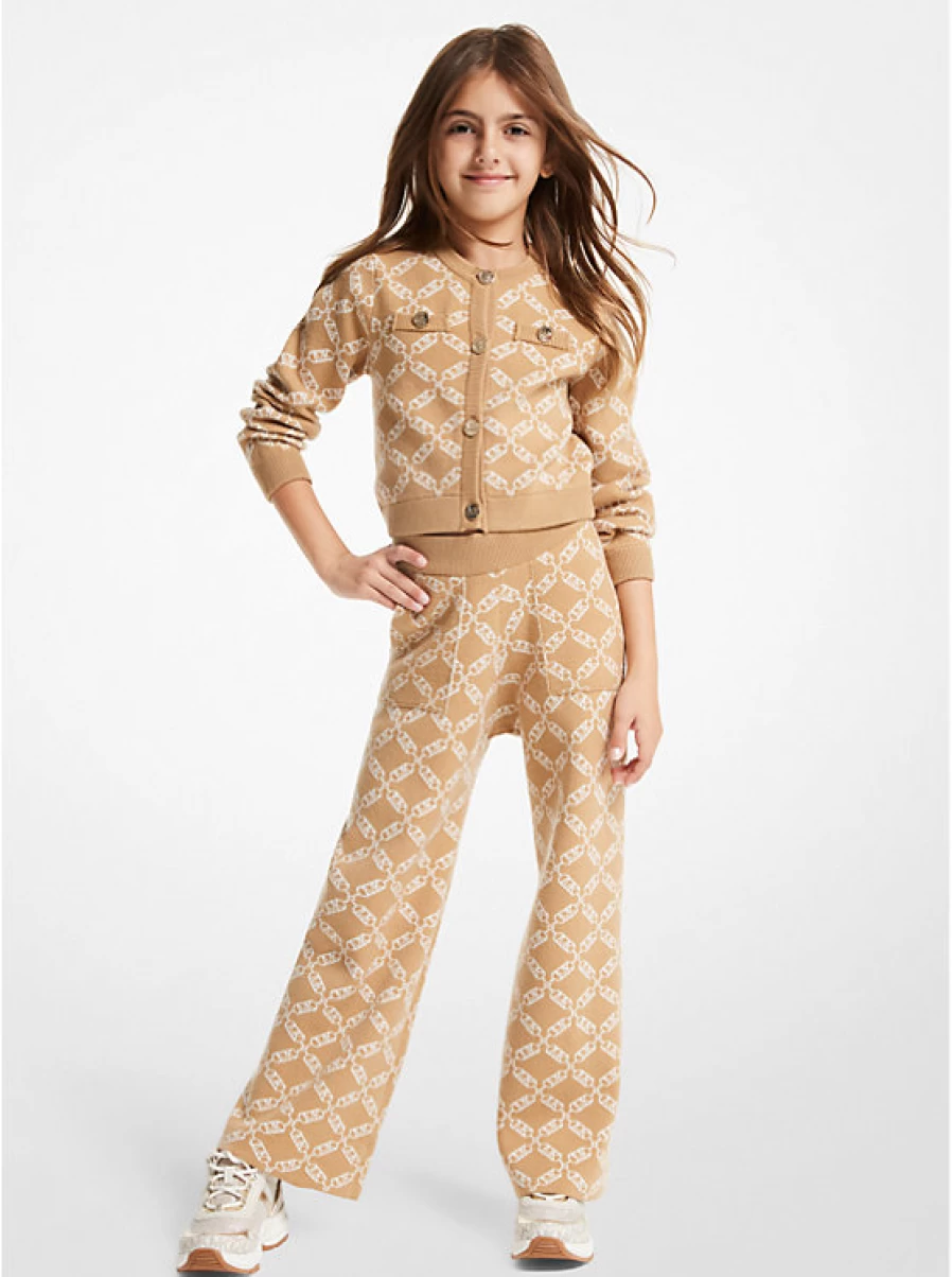 Michael Kors Kids' Knitted Sweatpants with Empire Logo Print - Comfortable Children's Joggers