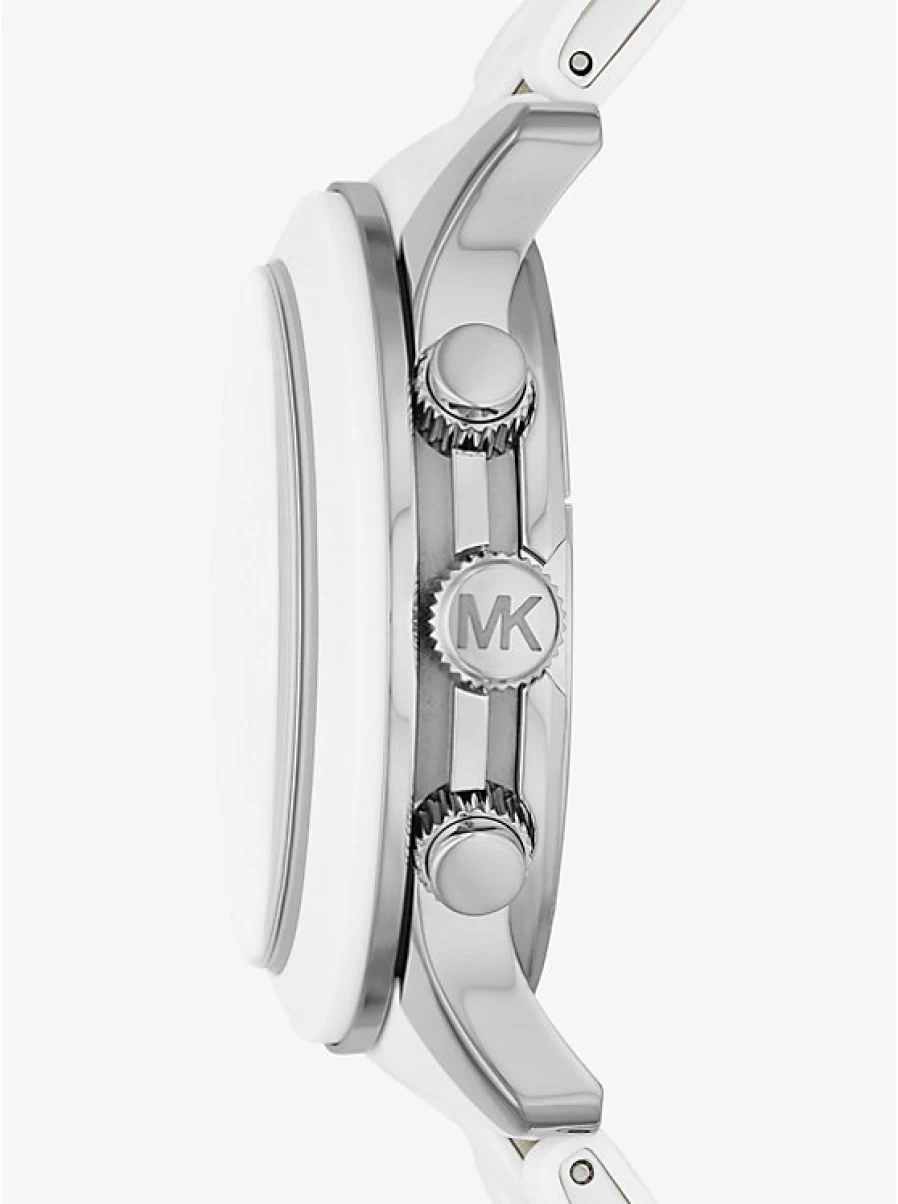Michael Kors Men's White Oversized Slim Runway Watch - Luxury Designer Chronograph