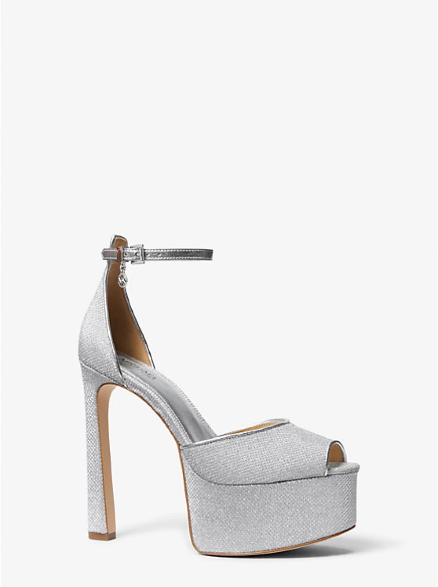 Michael Kors Women's Martina Shimmering Mesh Platform Pump with Open Toe