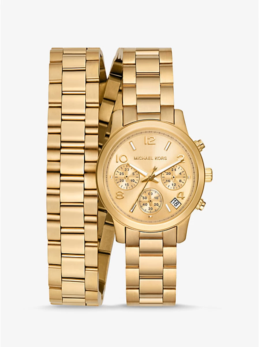 Michael Kors Women's Runway Gold-Tone Wraparound Watch - Luxury Fashion Timepiece