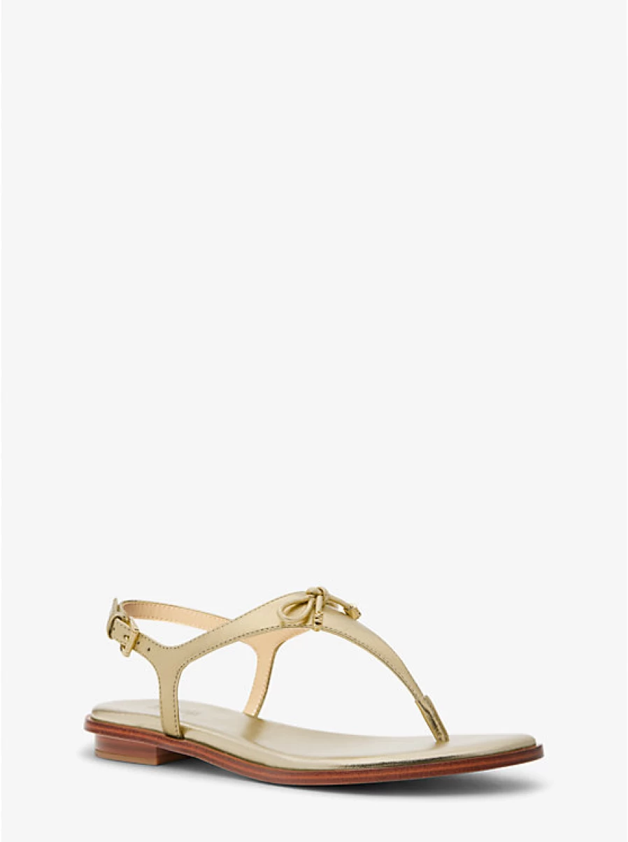 Michael Kors Women's Nori Sandal in Metallic Leather with T-Flange Strap