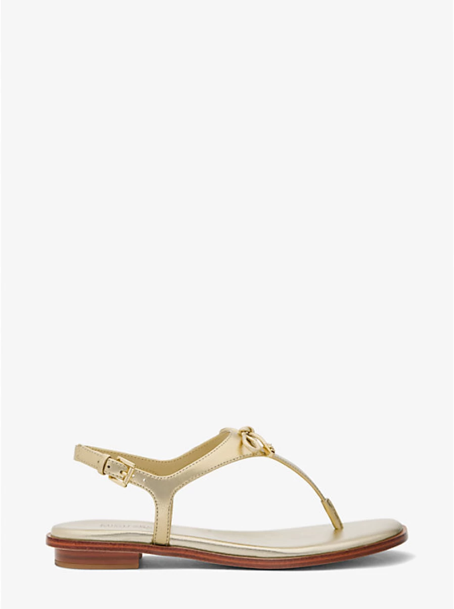 Michael Kors Women's Nori Sandal in Metallic Leather with T-Flange Strap