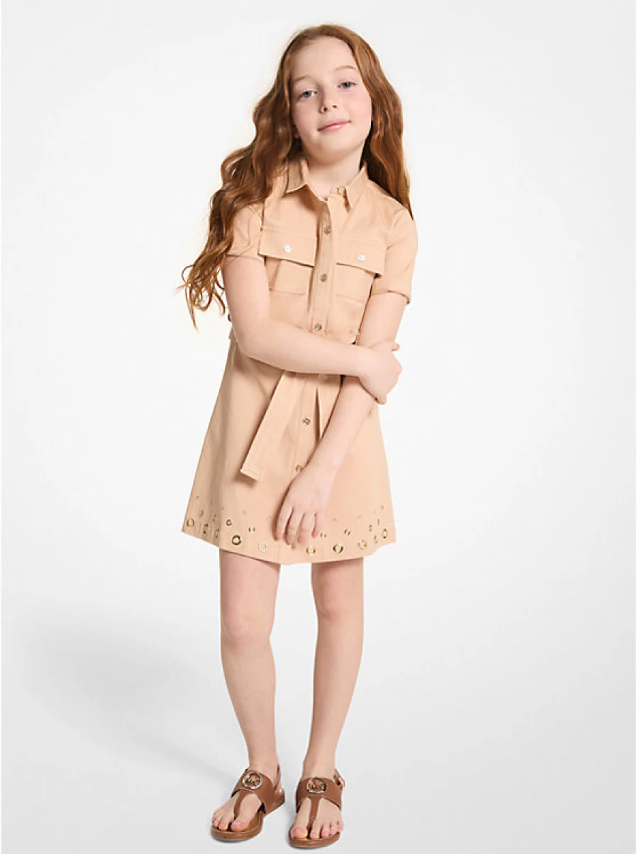 Michael Kors Children's Cotton Twill Shirt Dress with Belt