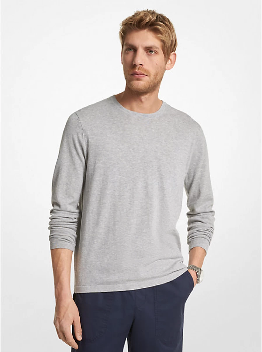 Michael Kors Men's Cotton Jersey Crew Neck Sweater - Soft Casual Pullover for Men