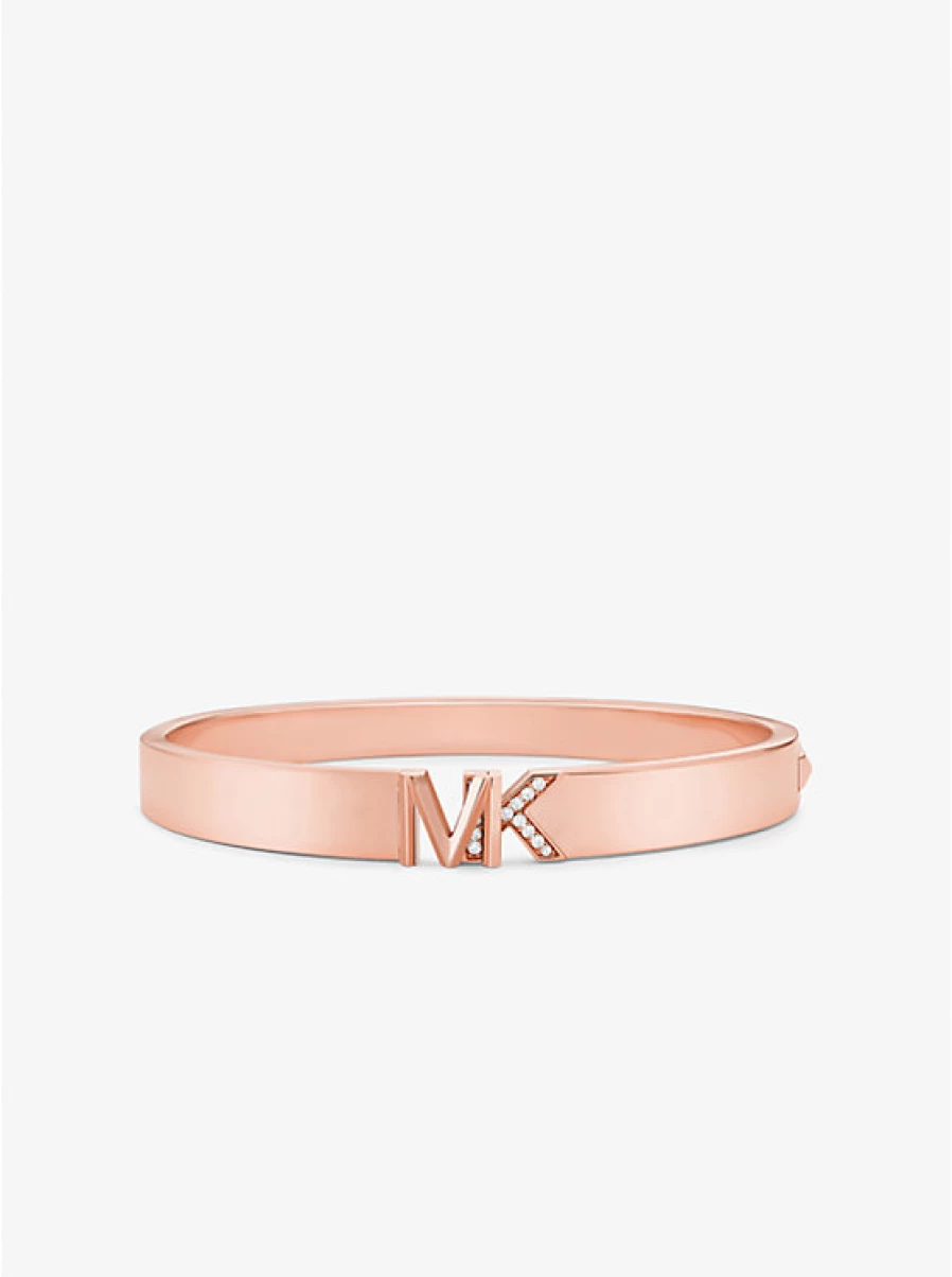 Michael Kors Women's Brass Bracelet with Precious Metal Plating, Logo Detail & Pavé Stones