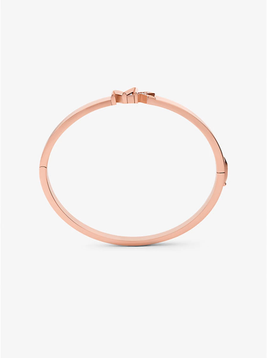 Michael Kors Women's Brass Bracelet with Precious Metal Plating, Logo Detail & Pavé Stones