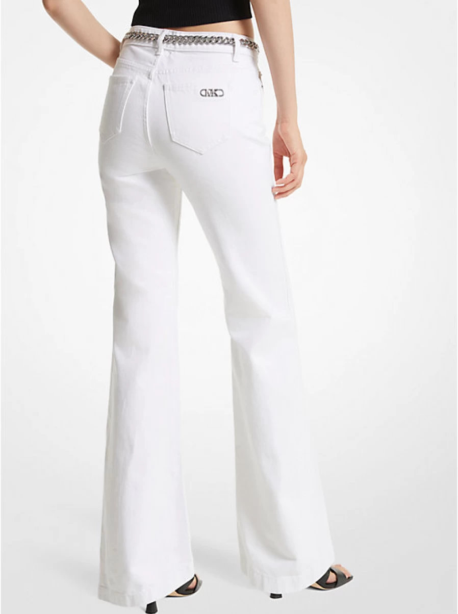 Michael Kors Women's Denim Jean Eevase with Belt - High Waist Stretch Bootcut Jeans for Women